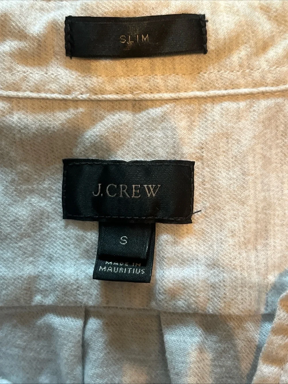 Men’s J.Crew Slim 100% Cotton Light Grey Beige Button Up Shirt Small